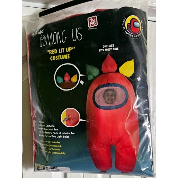 Among Us Red Lit Up Kid Costume Light Up Christmas Bulbs Halloween Official NEW - Picture 1 of 5